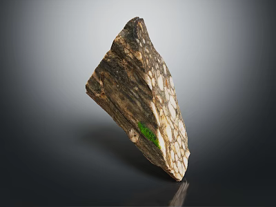 Natural Wood Stone Decorative Piece With Unique Texture And Green Accent For Interior Design 3d model