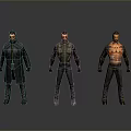 Three Male Character Models With Different Outfits And Armor Designs 3d model