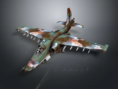 Camouflage Painted Fighter Jet Model With Detailed Wings And Missile Racks 3d model