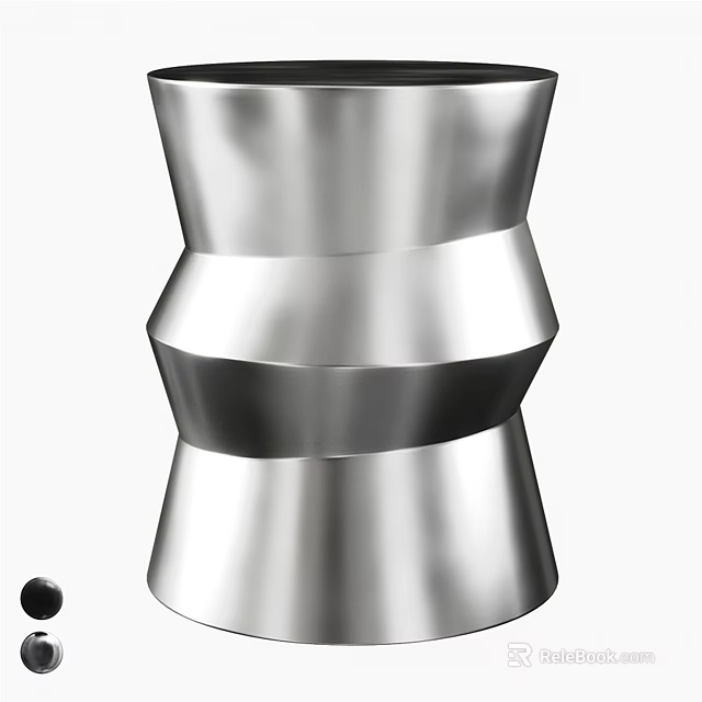 Silver Metal Side Table With Twisted Wave Design Modern Minimalist For Living Room Decor 3d model 
