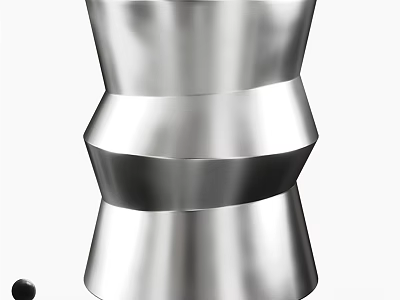 Silver Metal Side Table With Twisted Wave Design Modern Minimalist For Living Room Decor 3d model
