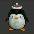 Cute Penguin Doll With Red Christmas Hat Black Body And Yellow Webbed Feet