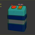 Colorful Stacked Container Structure With Blue Light Blue Gray White Layers And Red Top Details