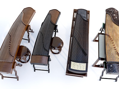 Guzheng Instrument Qin Guqin Traditional Instrument 3d model