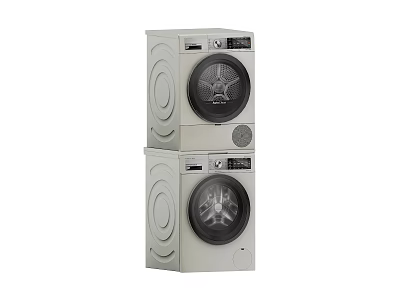 Stacked Front Load Washing Machines With Modern Design And Energy Saving Features 3d model