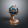 Elegant Decorative Globe Furniture With Blue Surface And Gold Metal Stand Base