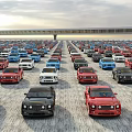 Many Different Colored Cars Parked In Large Open Air Parking Lot Rows