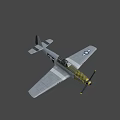 Silver Fighter Aircraft With Yellow Black Checkered Nose Blue Star Emblem On Wings And Propeller