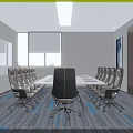 Modern Conference Room Interior With Company Logo And White Marble Wall