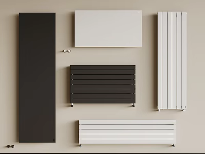 Modern Home Radiators With Various Black And White Designs For Interior Heating 3d model