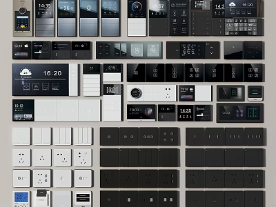Modern Switch Panels With Various Designs And Black White Colors For Home Use 3d model