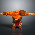 Orange Skinned Muscular Game Movie Character With Brown Hair Beard Red Shorts And White Wristbands