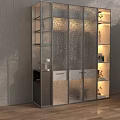 Modern Wardrobe Doors With Glass Panels LED Lighting And Storage Shelves