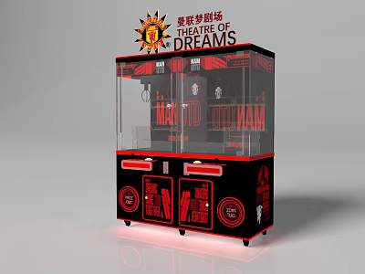 Red And Black Coin Operated Claw Machine Arcade Game With Transparent Glass For Toy Grabbing 3d model