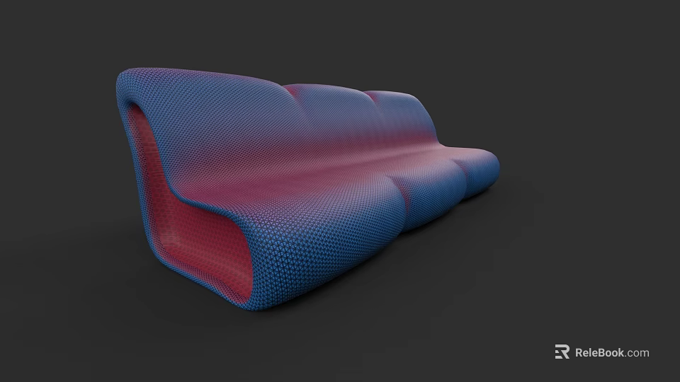Modern Sofa and Coffee Table Set with Blue Purple Gradient Mesh Texture 3d model 