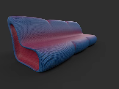 Modern Sofa and Coffee Table Set with Blue Purple Gradient Mesh Texture 3d model