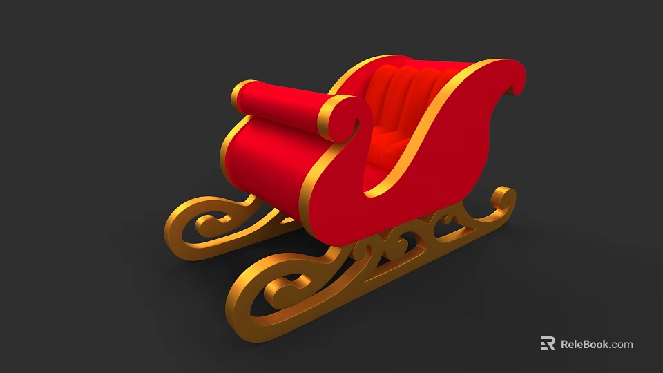Red Car 3D Model With Golden Decorations On Black Background Design 3d model 