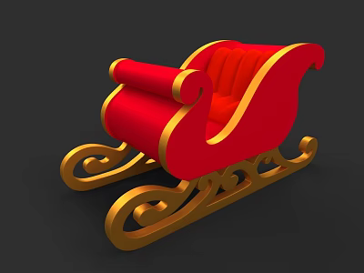 Red Car 3D Model With Golden Decorations On Black Background Design 3d model