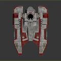 Futuristic Sci-Fi Spaceship Model in Red and White with Multiple Cannons and Detailed Structure 3d model