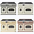 Various Style Kitchen Ranges With Different Colors And Control Knob Designs 3d model