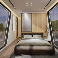 Modern Container Building Interior With Bedroom Design Large Windows And Green View