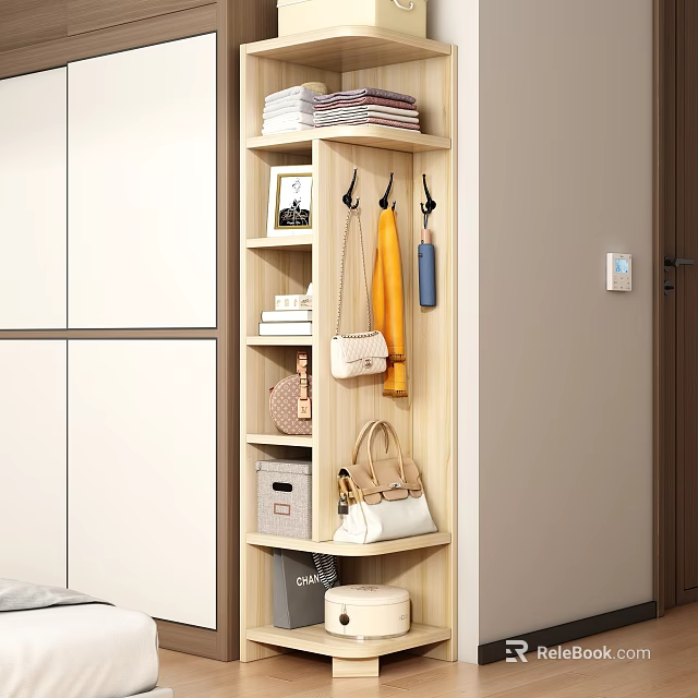 Modern Multifunctional Wardrobe Interior Design With Hanging Rack Shelves and Storage Boxes 3d model 