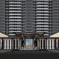 Modern Entrance Gate Design With Glass Curtain Metal Frame And Decorative Ground
