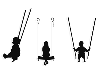 Swing Game Sports Play Kids Kids Wall Decorative Elements Icon Silhouette Swing 3d model