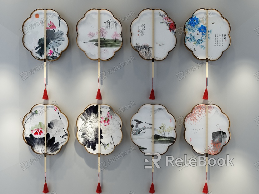 New Chinese Style Fan Fan Decoration model