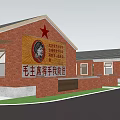 Red Brick Museum Building With Connected Structures Parking Lot And Green Courtyard