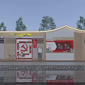 New Era Civilization Practice Station Featuring Wooden Roof Red Decorations Service Counter And Trees