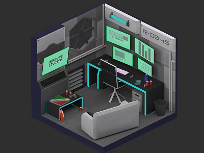 Cyberpunk Station Compartment Cube 3d model
