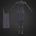 Gray Fitted Spaghetti Strap Dress On Mannequin With Hanging Garment