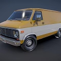 Vintage Yellow and White Classic Van with Retro Exterior Styling Design 3d model