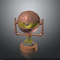 Industrial Mechanical Spherical Structure With Red Pipes Yellow Section And Orange Base