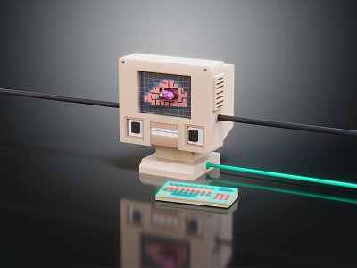 Retro game machine box game machine 3d model