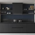 Modern Open Concept Kitchen Interior With Island Counter Cabinets And Bar Stools