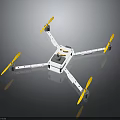Four Rotor Drone With White Body Yellow Propellers And Propeller Arms