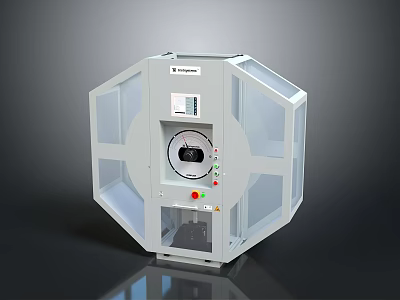 Futuristic Sci Fi Machine With Octagonal Structure Transparent Panels And Control Interface 3d model
