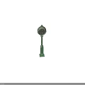 Green Vintage Pillar Clock With Ornate Metal Stand And Classic Dial Design