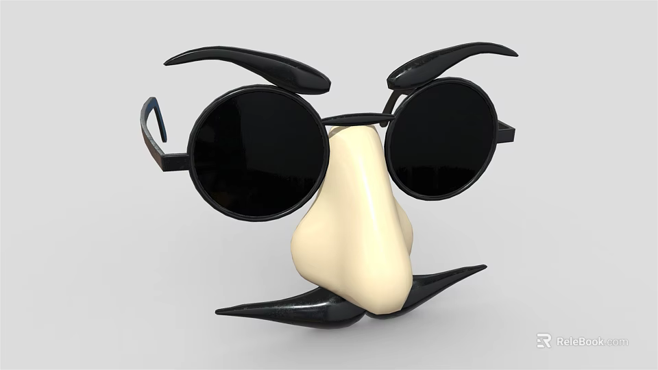 Creative Jewelry Design Featuring Black Round Glasses Eyebrows Nose And Mustache 3d model 
