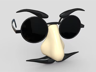 Creative Jewelry Design Featuring Black Round Glasses Eyebrows Nose And Mustache 3d model