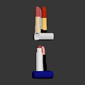 Various Colored Lipsticks With Different Casing Designs Arranged On Shiny Surface