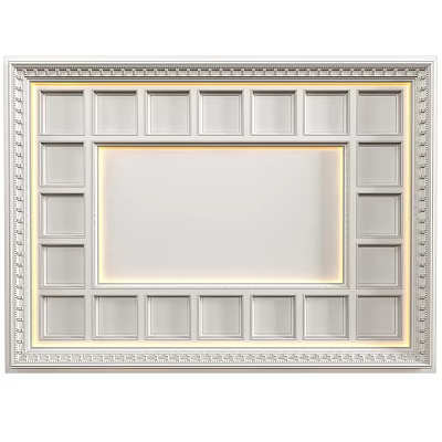 Ornate Ceiling With Recessed Panels And Lighting 3d model