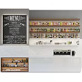 Stylish Bar Counter With Chalkboard Menu Marble Surface Wine Bottle Racks Glassware And Coffee Machine