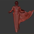 Man in Superman Costume Standing with Red Flowing Cape on Green Column Base