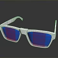 Modern White Frame Square Sunglasses With Blue Lenses For Daily Use