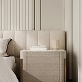 Elegant Modern Bedroom Nightstand With Woven Design Metal Legs Table Lamp And Books