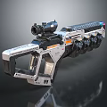Futuristic Sci Fi Weapon With Advanced Scope And Silver Black Mechanical Design