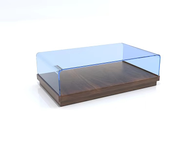 Modern Minimalist Coffee Table With Wooden Base And Transparent Glass Top Design 3d model